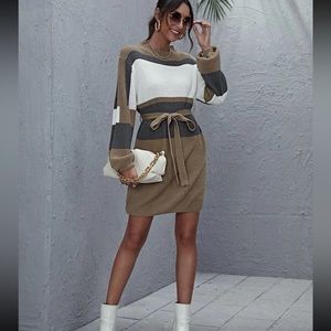 Sweater dress with belt